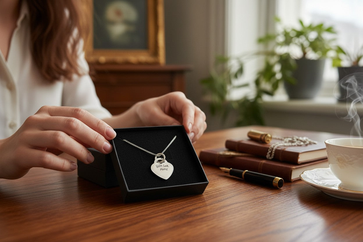 Sterling Silver Personalised Heart Handwriting Necklace