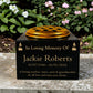 Granite Memorial Vase with Candle Design, Free Personalised Gold Engraving, Solid Granite 6 x 6 x 4 Inches
