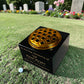 Granite Memorial Vase with Golf Design, Free Personalised Gold Engraving, Solid Granite 6 x 6 x 4 Inches