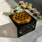 Granite Memorial Vase with Rose Design, Free Personalised Gold Engraving, Solid Granite 6 x 6 x 4 Inches