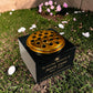 Granite Memorial Vase with Sunset Design, Free Personalised Gold Engraving, Solid Granite 6 x 6 x 4 Inches