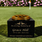 Granite Memorial Vase with Swan Design 1, Free Personalised Gold Engraving, Solid Granite 6 x 6 x 4 Inches