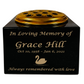 Granite Memorial Vase with Swan Design 2, Free Personalised Gold Engraving, Solid Granite 6 x 6 x 4 Inches
