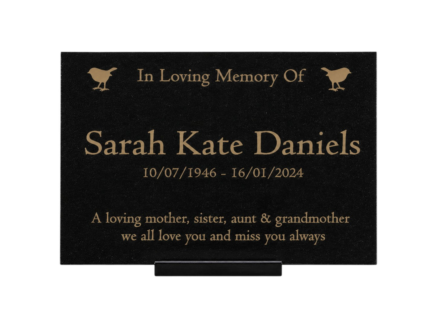 Granite Memorial Plaque, Robin Design, Personalised Engraved Tribute