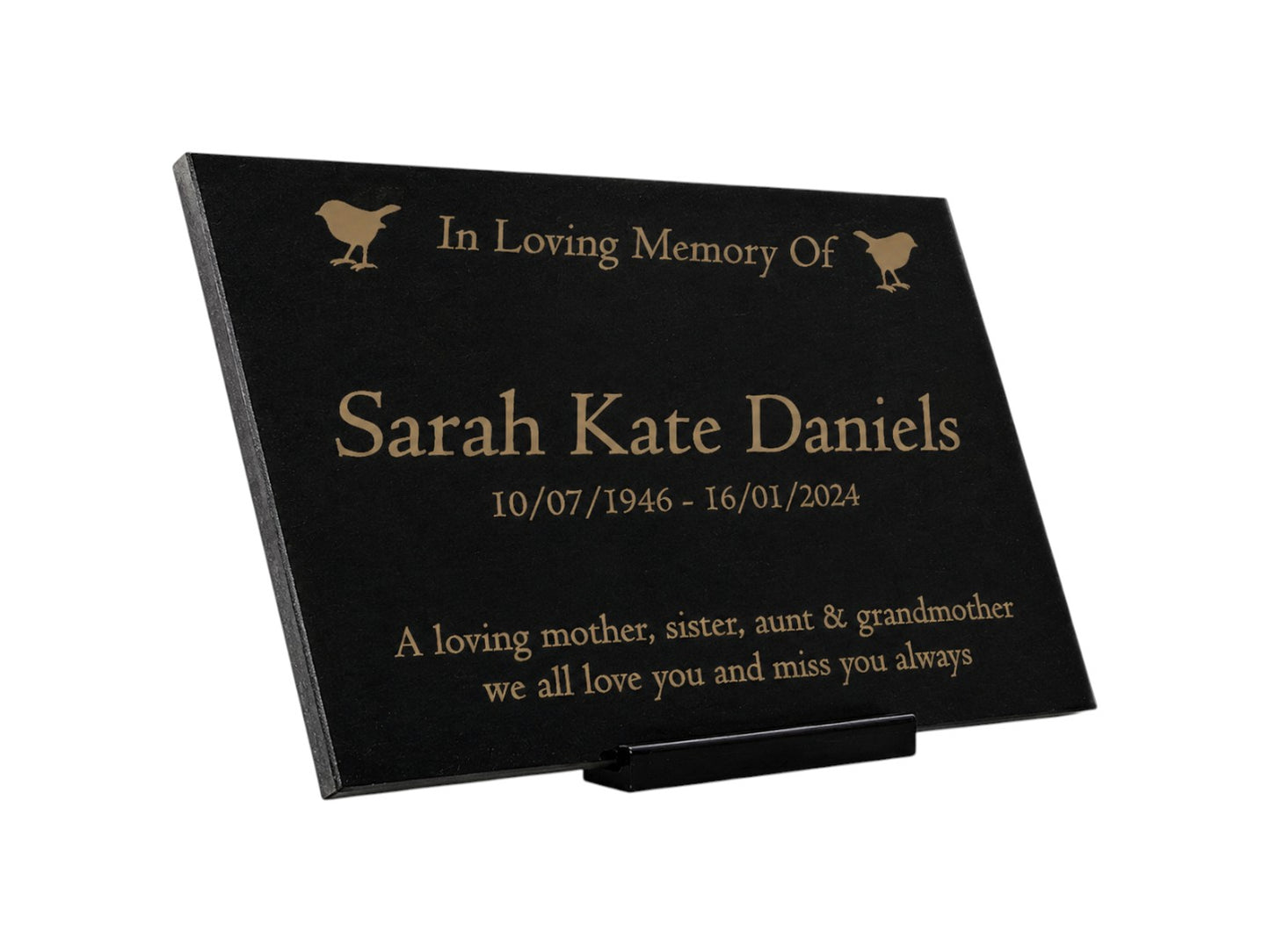 Granite Memorial Plaque, Robin Design, Personalised Engraved Tribute