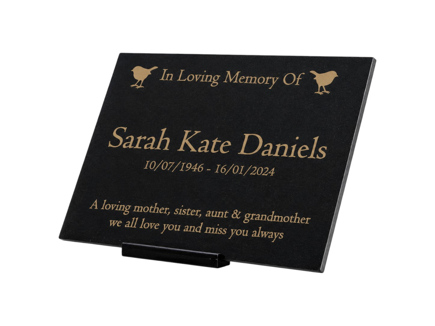 Granite Memorial Plaque, Robin Design, Personalised Engraved Tribute