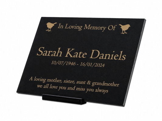 Granite Memorial Plaque, Robin, Personalised, Stand Included