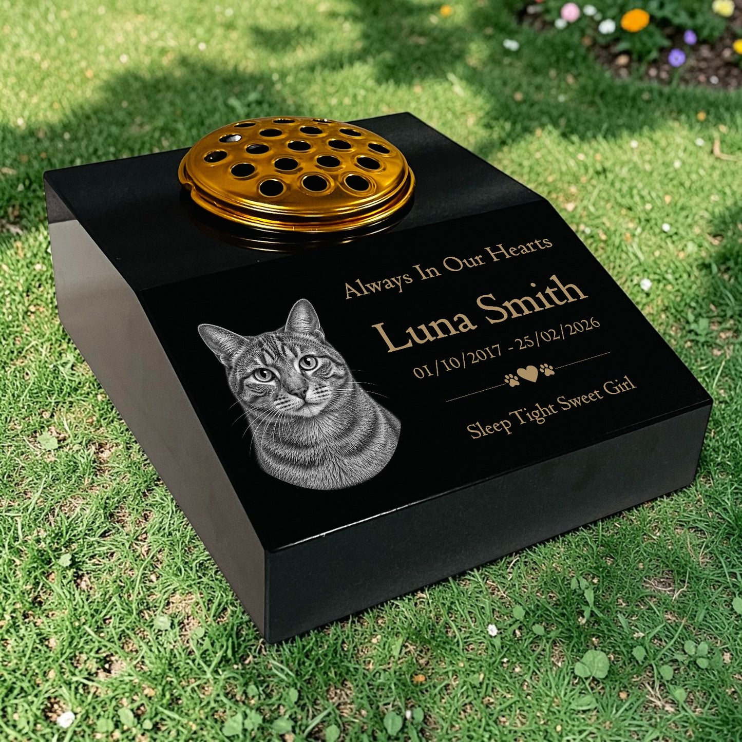 Cat Memorial Granite Photo Desk