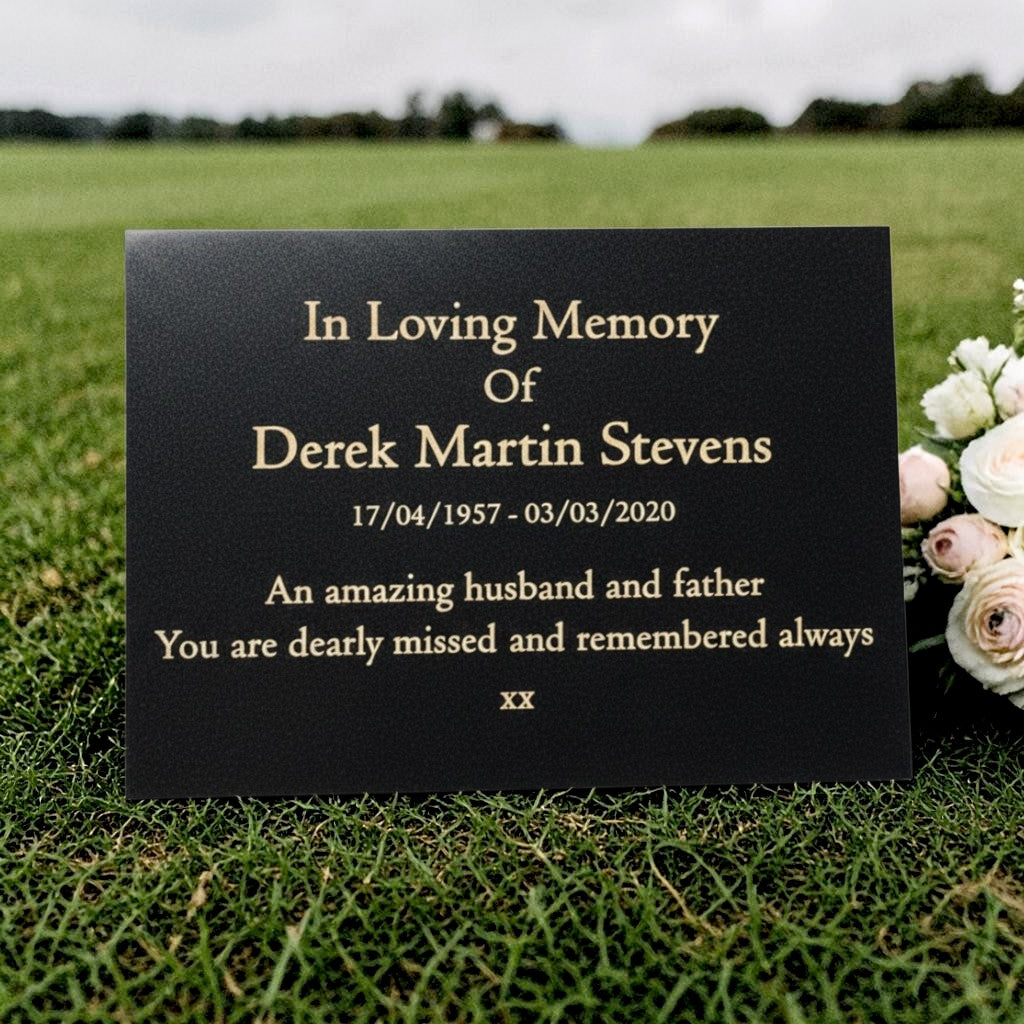 Granite Memorial Plaque, Personalised, Stand Included