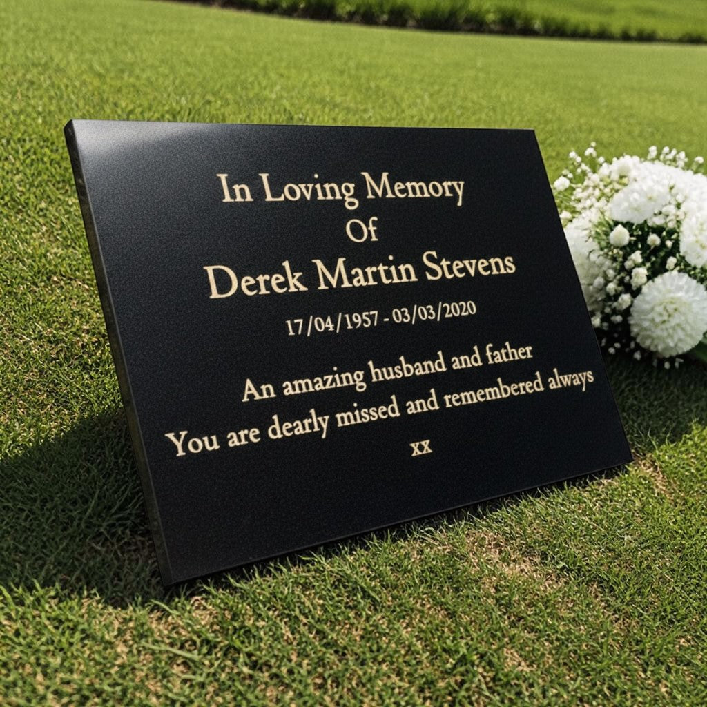 Granite Memorial Plaque, Personalised, Stand Included