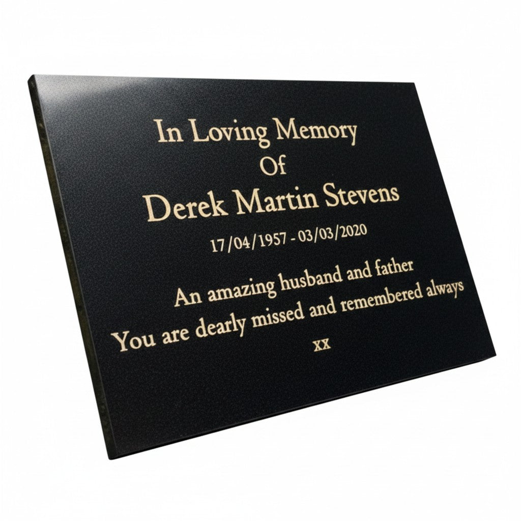 Granite Memorial Plaque, Personalised, Stand Included