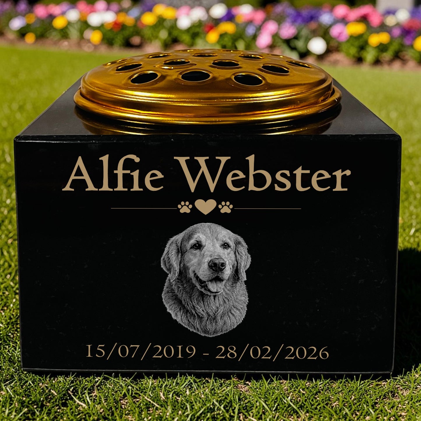 Dog Memorial Granite Photo Small Vase