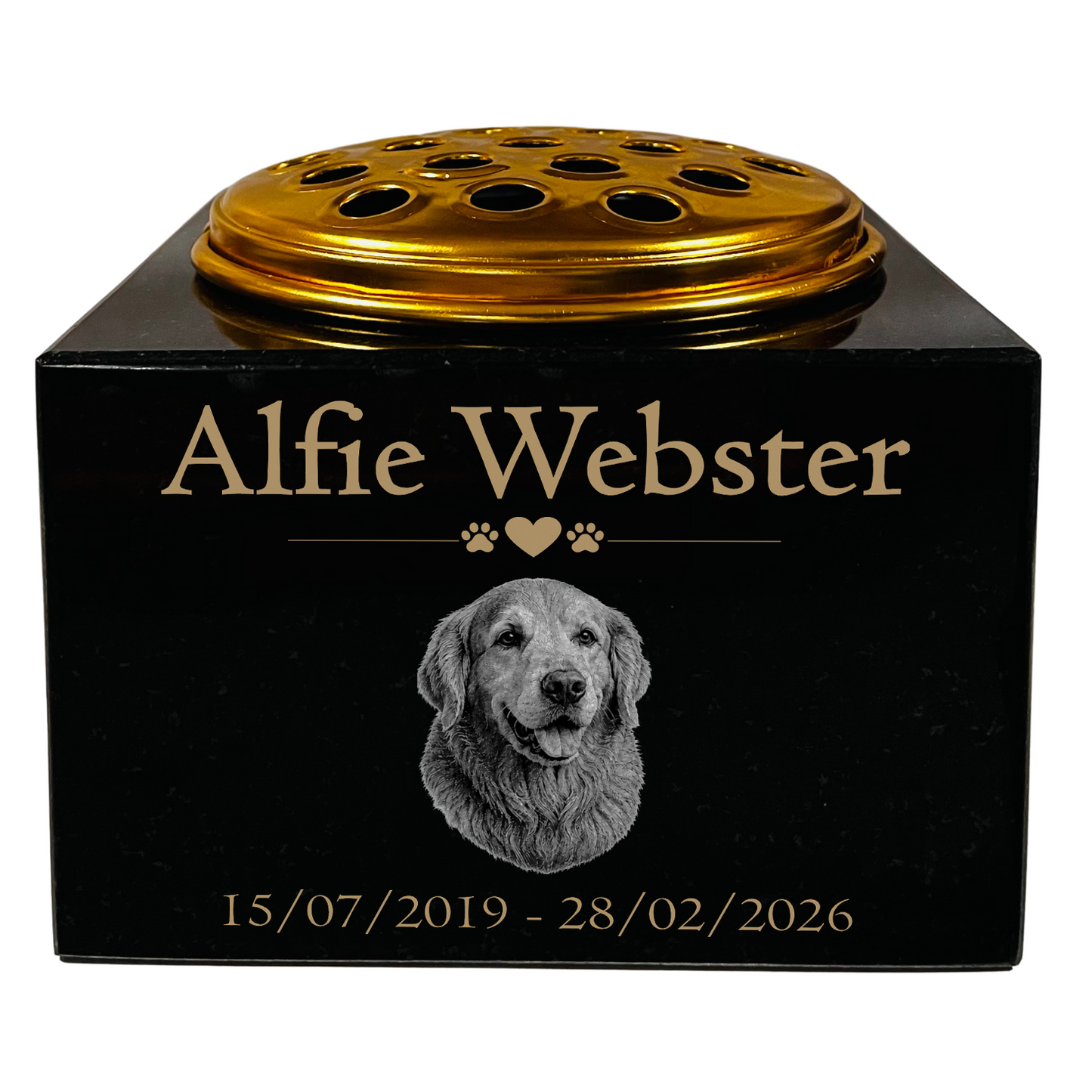 Dog Memorial Granite Photo Small Vase