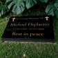 Granite Memorial Tablet with Cross Design, Free Personalised Gold Engraving, Polished Black Granite