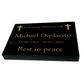 Granite Memorial Tablet with Cross Design, Free Personalised Gold Engraving, Polished Black Granite