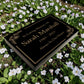 Granite Memorial Tablet with Floral Design, Free Personalised Gold Engraving, Polished Black Granite