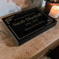 Granite Memorial Tablet with Floral Design, Free Personalised Gold Engraving, Polished Black Granite