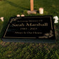 Granite Memorial Tablet with Floral Design, Free Personalised Gold Engraving, Polished Black Granite