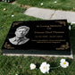 Granite Memorial Tablet with Floral Border, Engraved Photo, Free Personalised Gold Engraving, Polished Black Granite