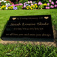 Granite Memorial Tablet with Heart Design, Free Personalised Gold Engraving, Polished Black Granite