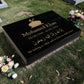 Granite Memorial Tablet with Islamic Design, Free Personalised Gold Engraving, Polished Black Granite