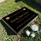 Granite Memorial Tablet with Sunflower Design, Free Personalised Gold Engraving, Polished Black Granite