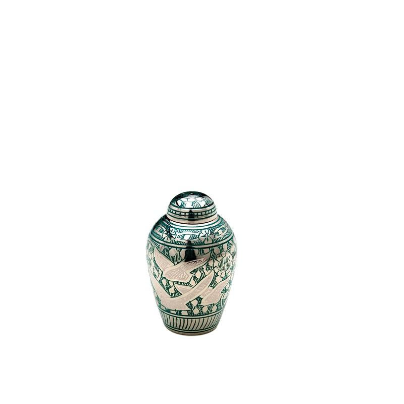 Brass Birds Urn (Green)