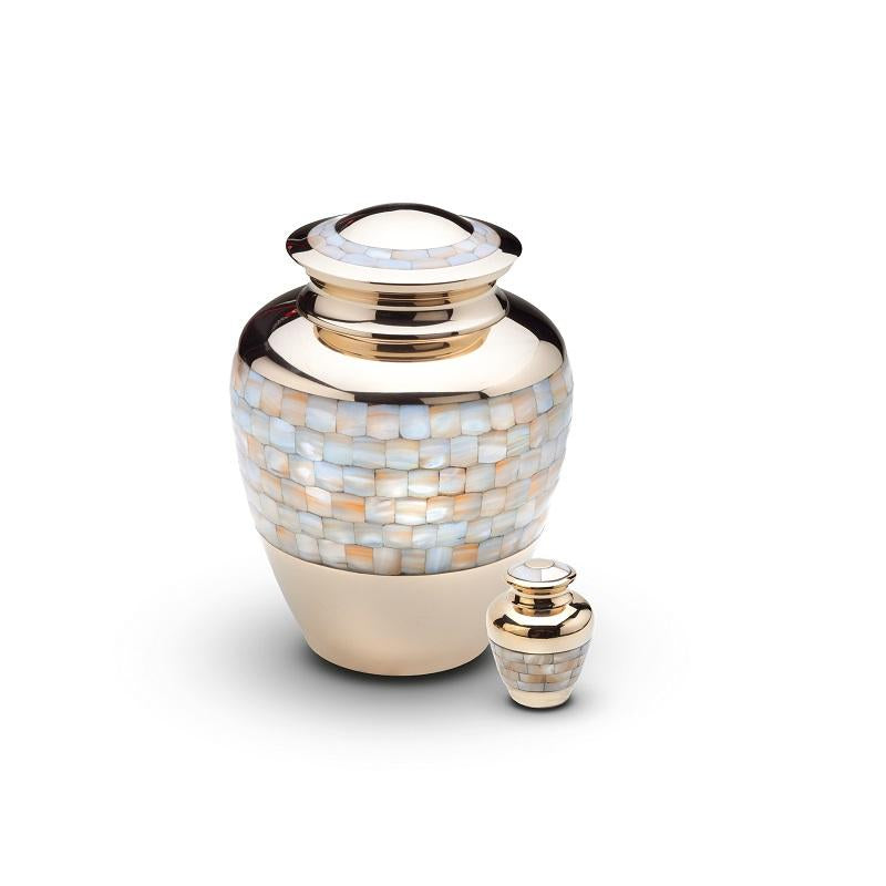 Brass Mother of Pearl Urn – Gold