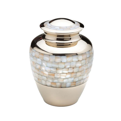 Brass Mother of Pearl Urn – Gold