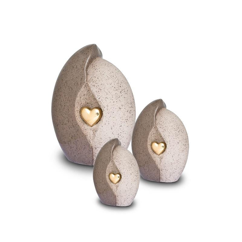 Ceramic Urn (Natural with Gold Heart)