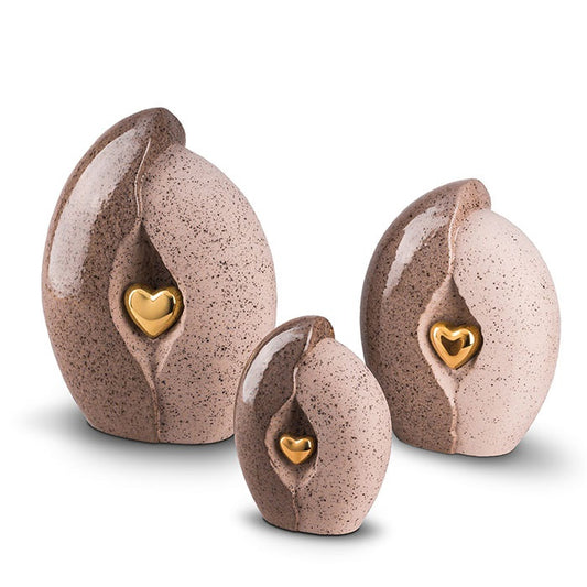Ceramic Urn (Natural with Gold Heart)