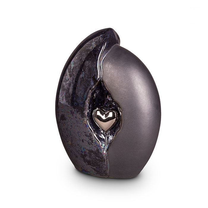 Ceramic Urn (Graphite with Silver Heart)