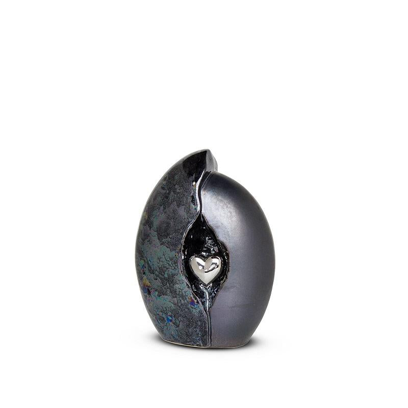 Ceramic Urn (Graphite with Silver Heart)