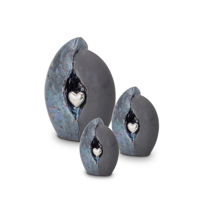 Ceramic Urn (Graphite with Silver Heart)