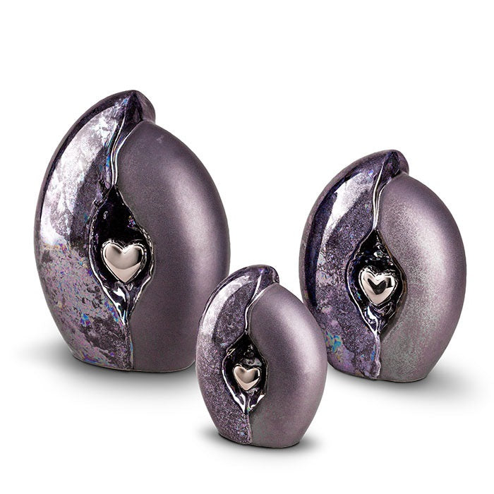 Ceramic Urn (Graphite with Silver Heart)