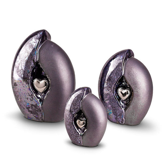 Ceramic Urn (Graphite with Silver Heart)