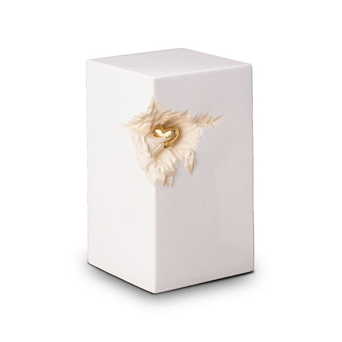 Ceramic Art Urn (White with Gold Heart)
