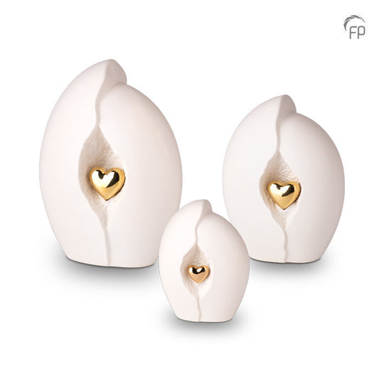 Ceramic Urn (White with Gold Heart)