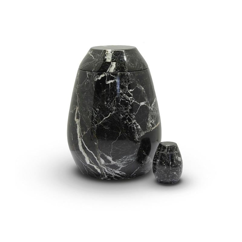 Marble Urn (Black with White) - Adult & Keepsake
