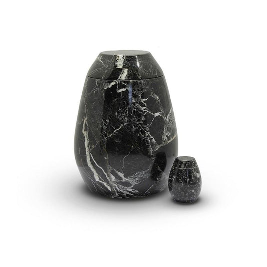 Marble Urn (Black with White) - Adult & Keepsake