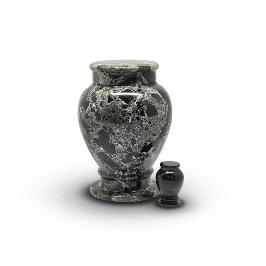 Marble Urn (Black with White) - Adult & Keepsake