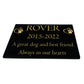 Dog Memorial Plaque – Premium Black Granite (Paw & Heart Design) – Available in Standard & Large Sizes