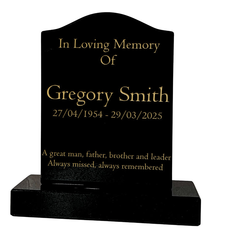 Granite Memorial Ogee Headstone – Small Size- Free Personalised Engraving
