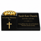Granite Memorial Vase and Plaque Combination – Cross Design, Solid Granite (16x6x6”) with Flower Pot Insert