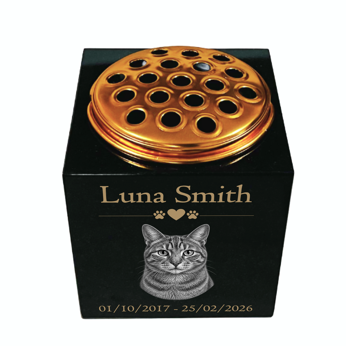 Cat Memorial Granite Photo Vase