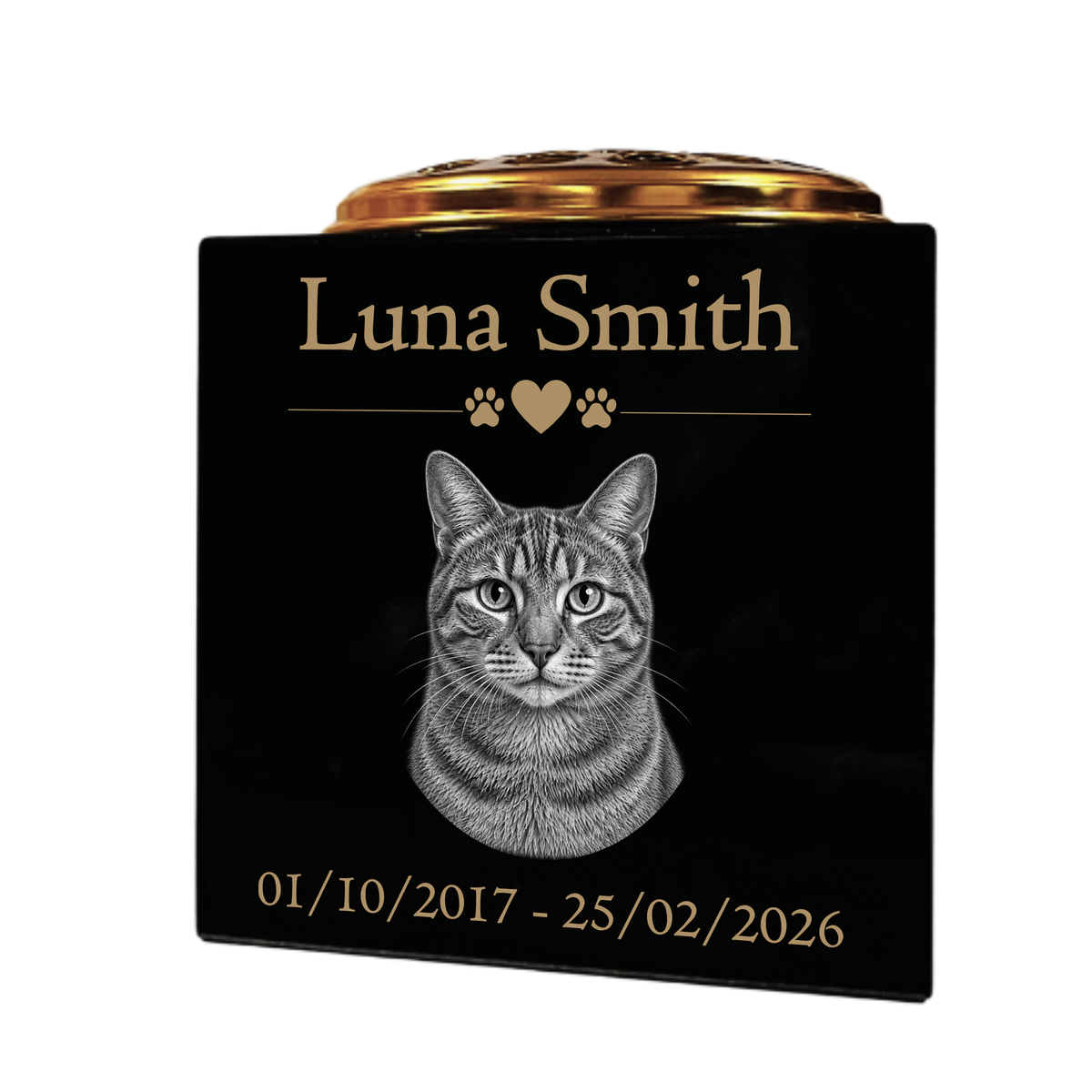 Cat Memorial Granite Photo Vase