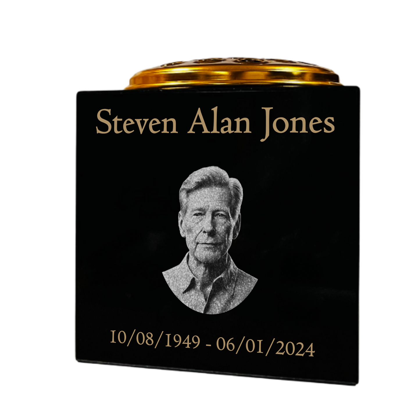 Granite Memorial Vase Engraved Photo Solid Granite Free Personalised Gold Engraving Includes Metal Flower Pot Insert