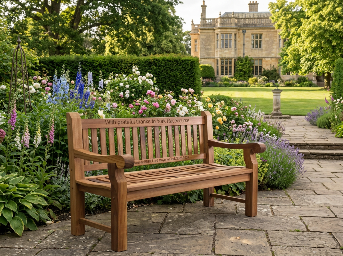 Premium Chunky Teak Memorial Bench, Add Your Personal Engraving