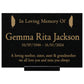Granite Memorial Plaque, Feather, Personalised, Stand Included