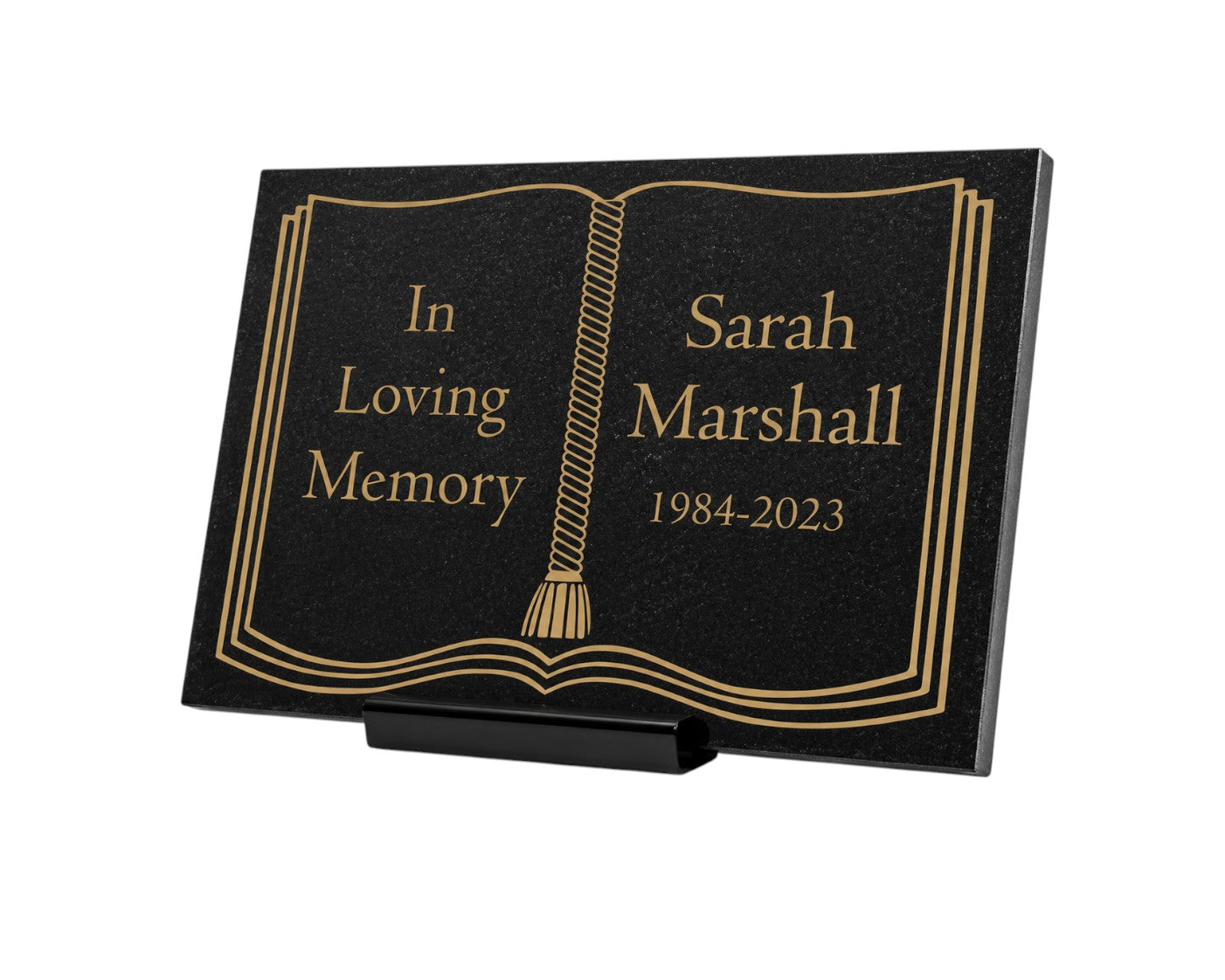 Granite Memorial Plaque, Book/Bible Design, Personalised Engraved Tribute